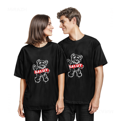 SalutRebelBear Couple T Shirt 05 Black