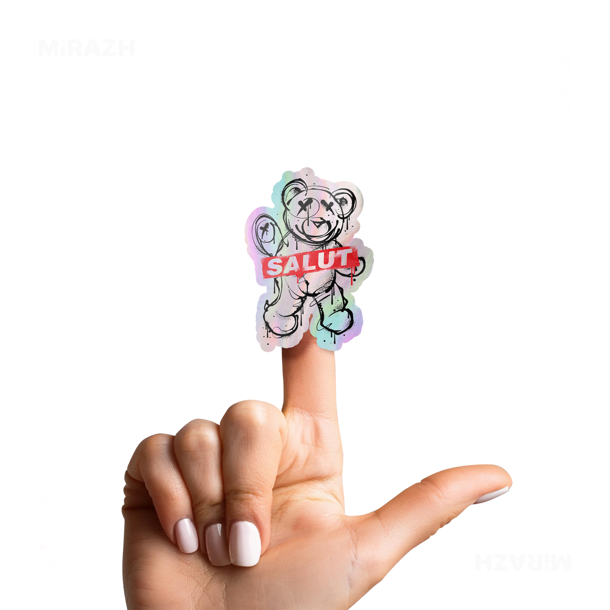 SalutRebelBear Die Cut Holographic Sticker 02