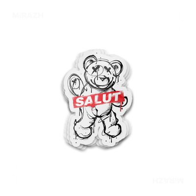 SalutRebelBear Die Cut Outdoor Sticker 01 Clear
