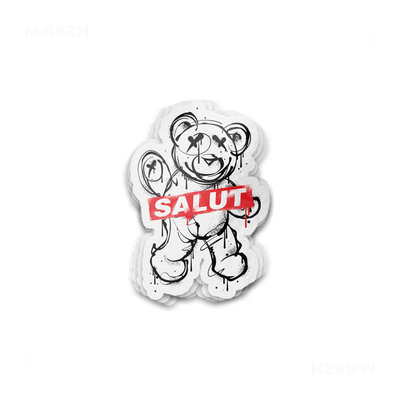SalutRebelBear Die Cut Outdoor Sticker 01 White