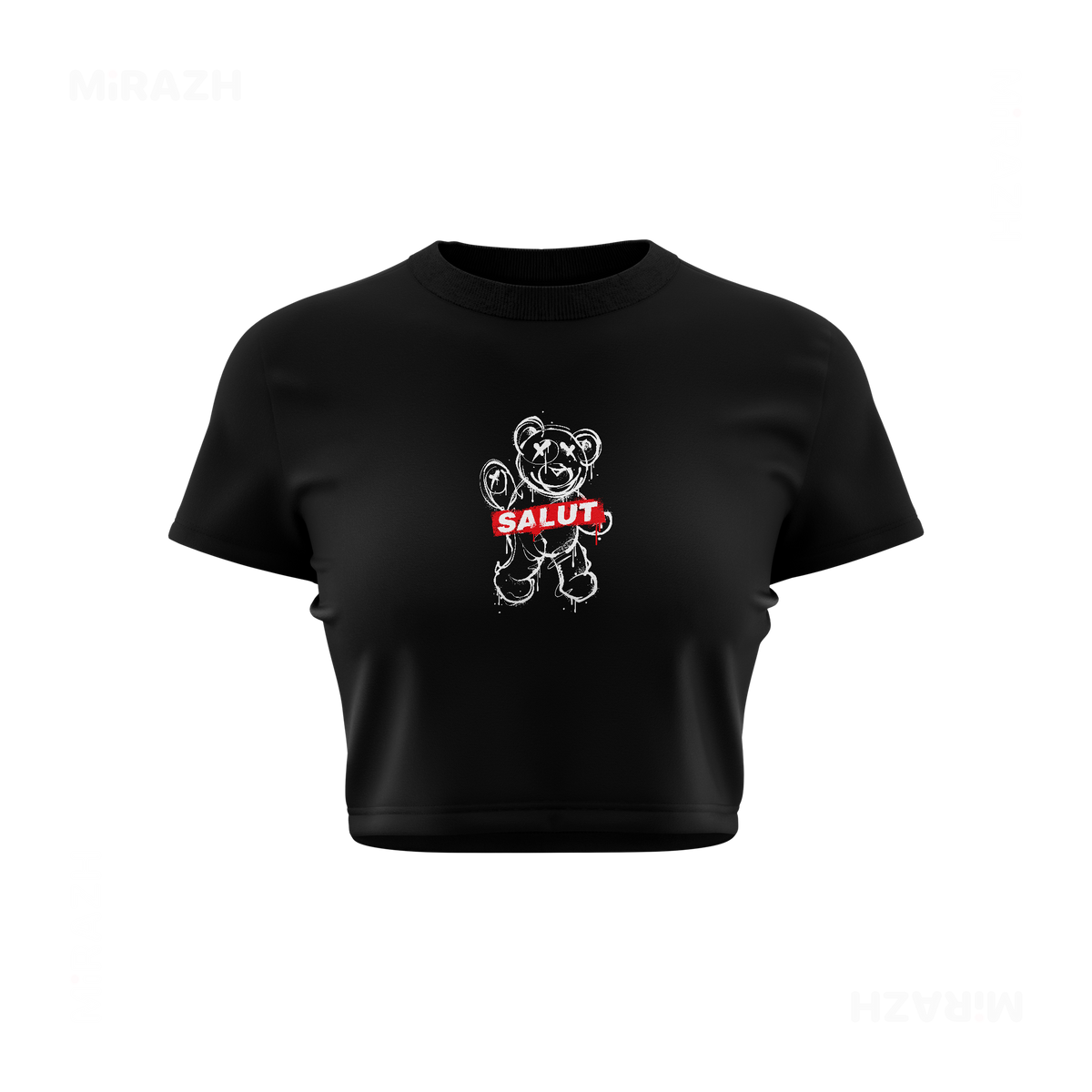 SalutRebelBear Fitted Crop Top 01 Black
