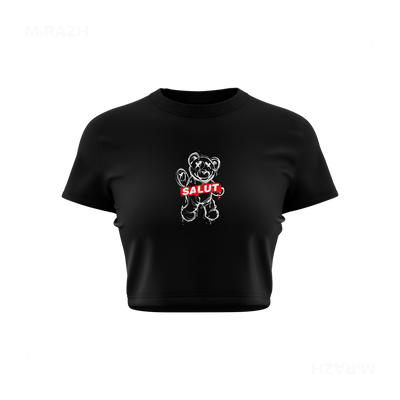 SalutRebelBear Fitted Crop Top 01 Black