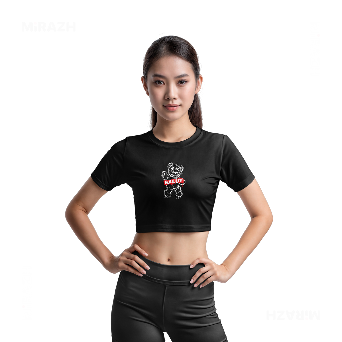 SalutRebelBear Fitted Crop Top 03 Black