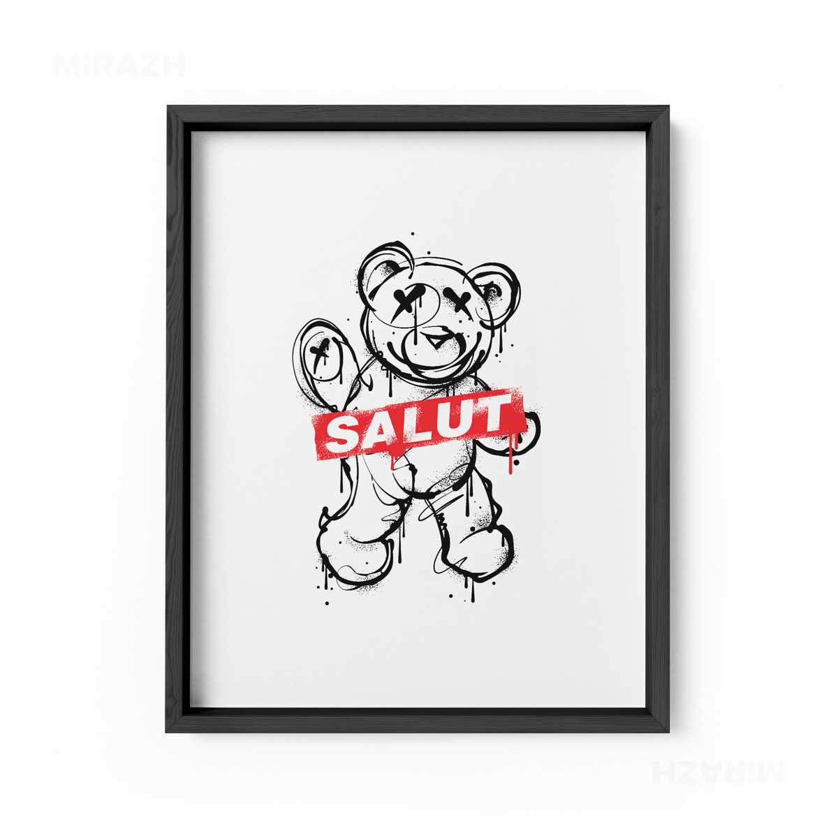 SalutRebelBear Framed Poster 01 Black Wood