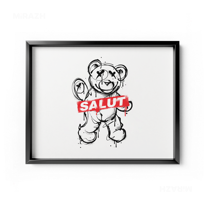 SalutRebelBear Framed Poster 03 Black Aluminum
