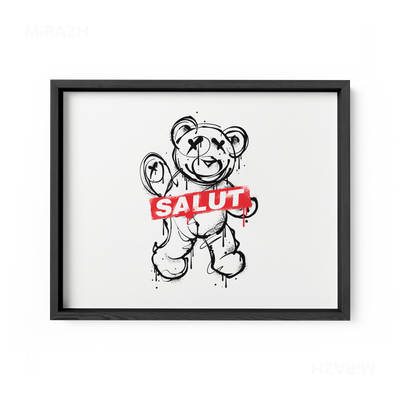 SalutRebelBear Framed Poster 03 Black Wood