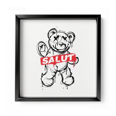 SalutRebelBear Framed Poster 04 Black Aluminum
