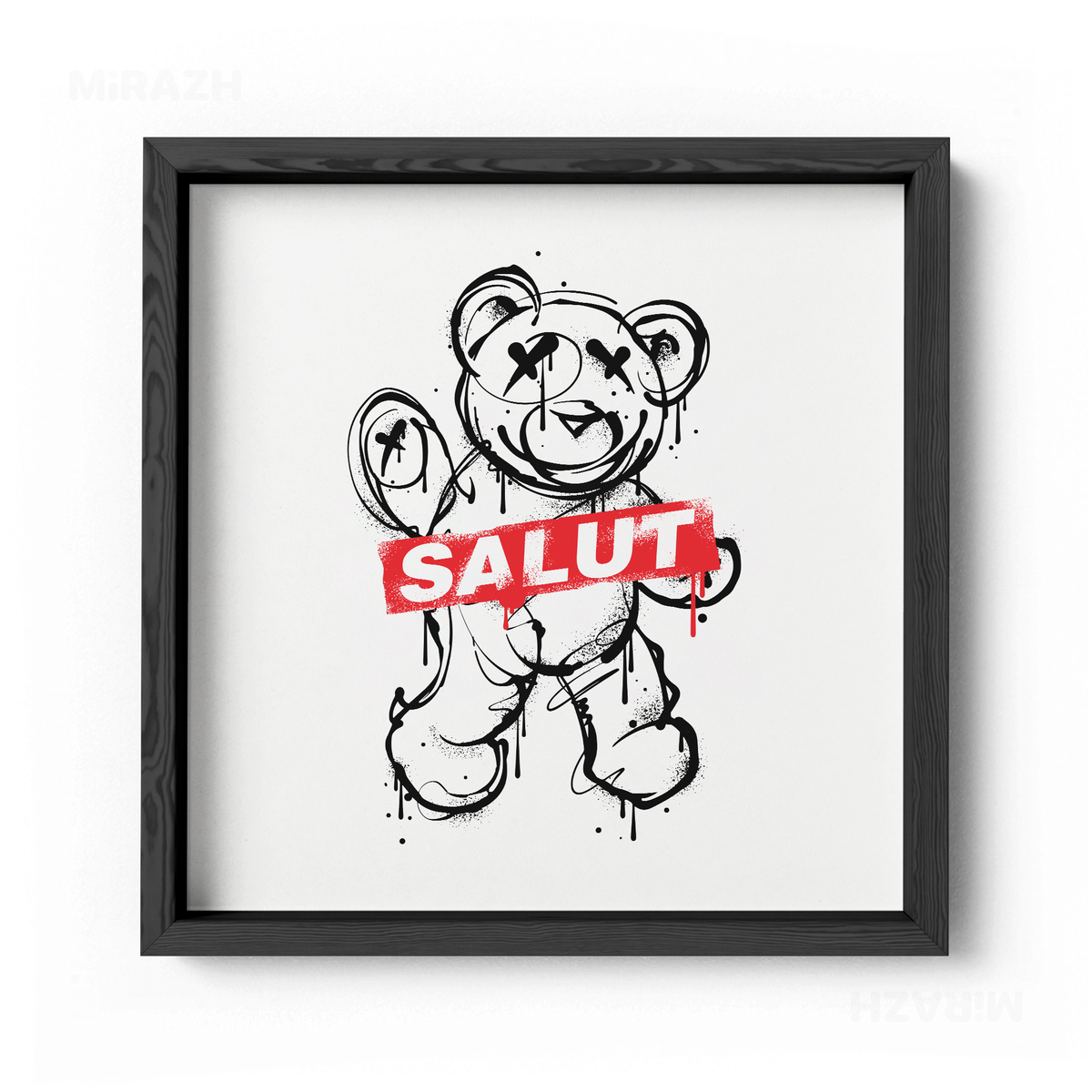 SalutRebelBear Framed Poster 04 Black Wood