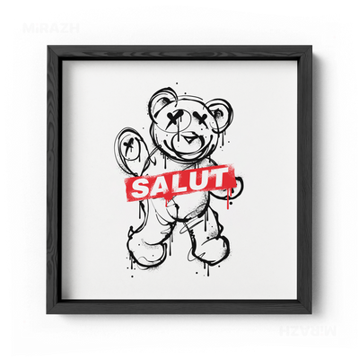 SalutRebelBear Framed Poster 04 Black Wood