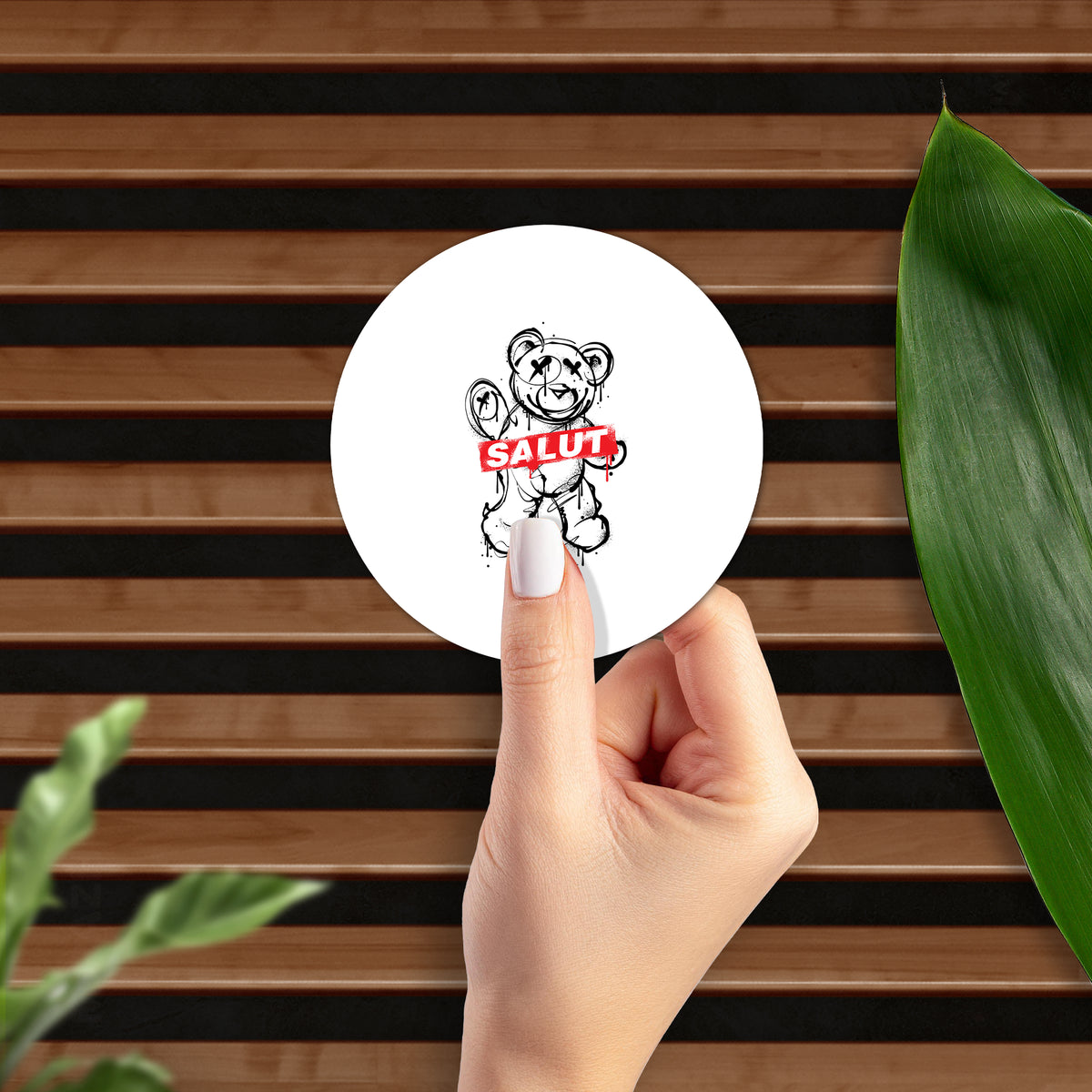 SalutRebelBear High Gloss Coaster 02 Round