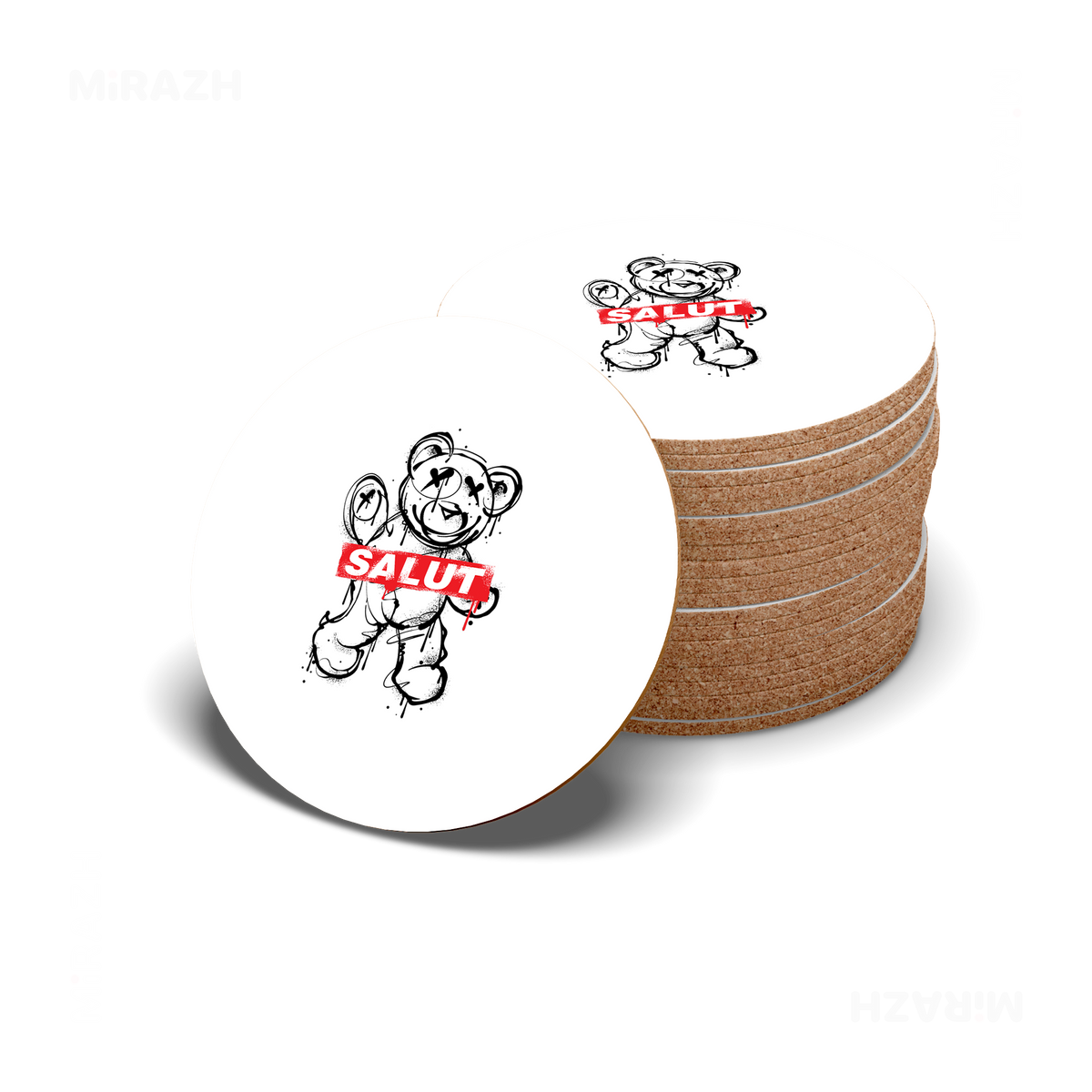 SalutRebelBear High Gloss Coaster 06 Round