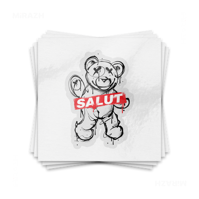 SalutRebelBear Kiss Cut Sticker 01 Clear