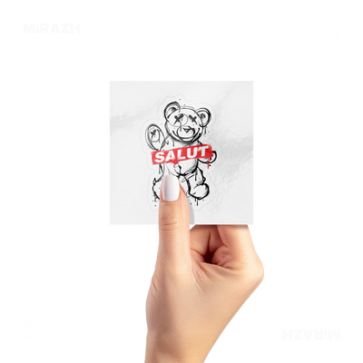 SalutRebelBear Kiss Cut Sticker 02 White