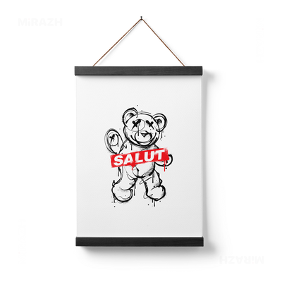 SalutRebelBear Magnetic Hanger Poster 01 Black Wood