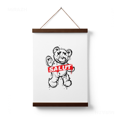 SalutRebelBear Magnetic Hanger Poster 01 Dark Wood