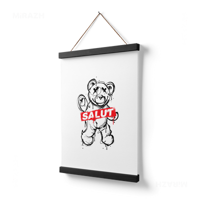 SalutRebelBear Magnetic Hanger Poster 03 Black Wood