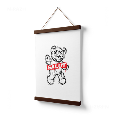 SalutRebelBear Magnetic Hanger Poster 03 Dark Wood