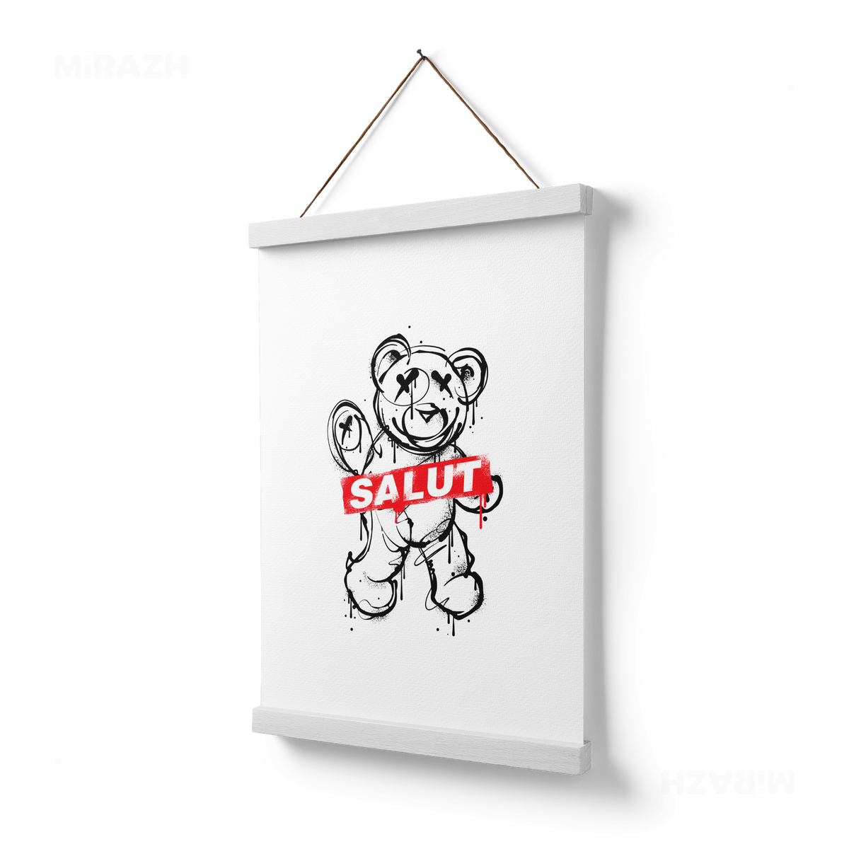 SalutRebelBear Magnetic Hanger Poster 03 White Wood