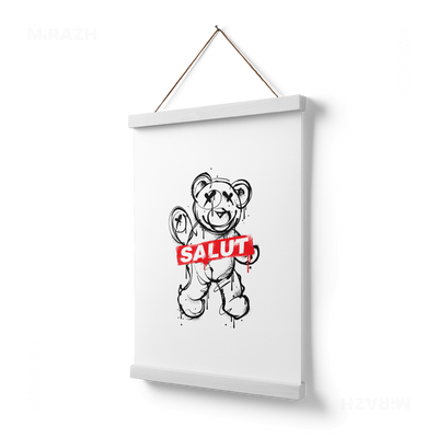 SalutRebelBear Magnetic Hanger Poster 03 White Wood