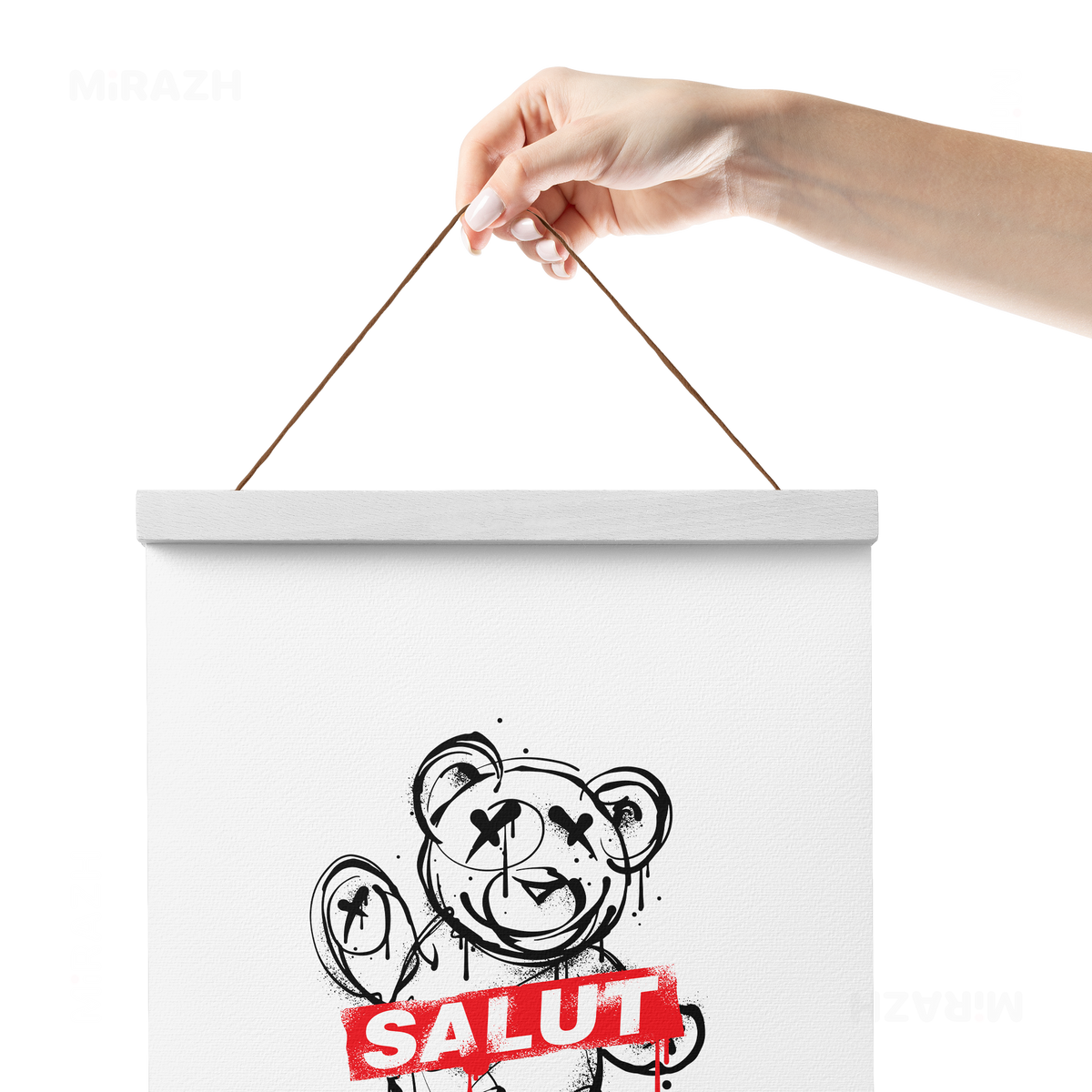 SalutRebelBear Magnetic Hanger Poster 05 White Wood
