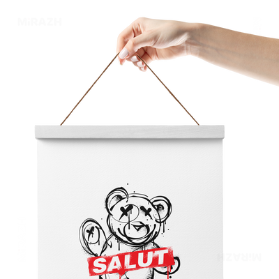 SalutRebelBear Magnetic Hanger Poster 05 White Wood
