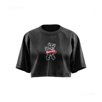 SalutRebelBear Over Sized Crop Top 01 Faded Black