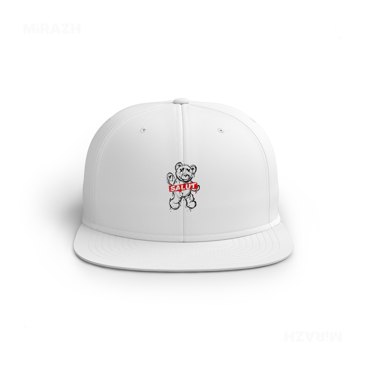 SalutRebelBear Snapback Caps 01 White DTF