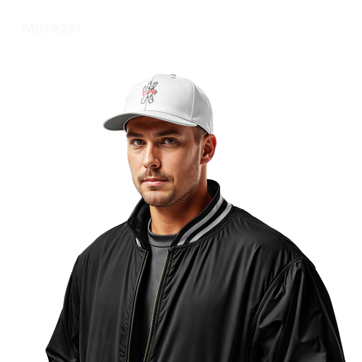 SalutRebelBear Snapback Caps 02 White DTF