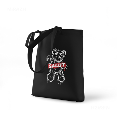 SalutRebelBear Tote Bags 01 Black