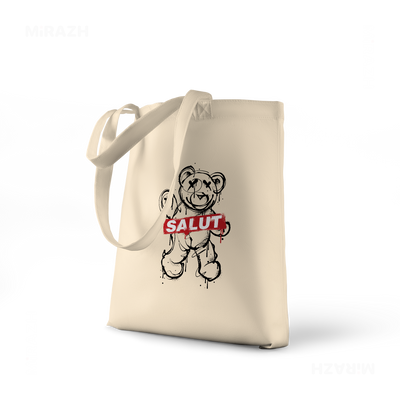 SalutRebelBear Tote Bags 01 Natural