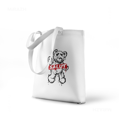 SalutRebelBear Tote Bags 01 White
