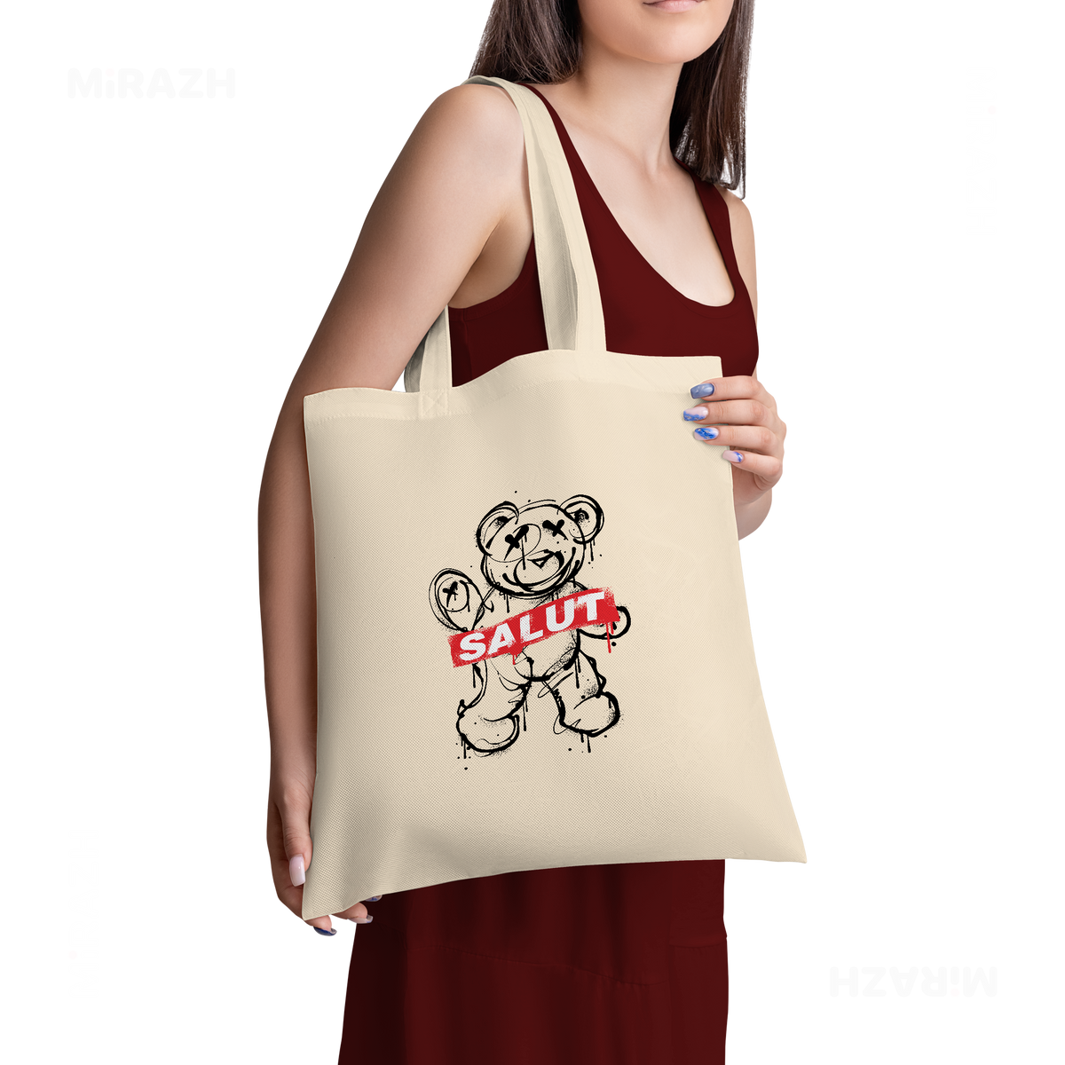 SalutRebelBear Tote Bags 02 Natural