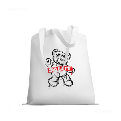 SalutRebelBear Tote Bags 03 White