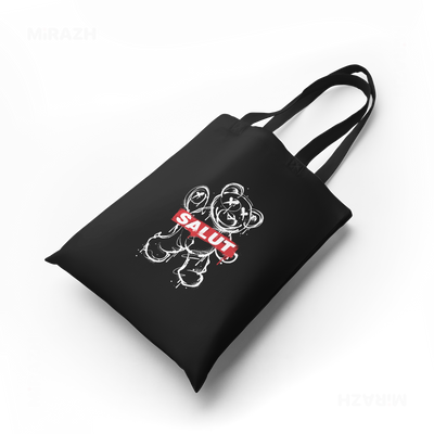 SalutRebelBear Tote Bags 04 Black