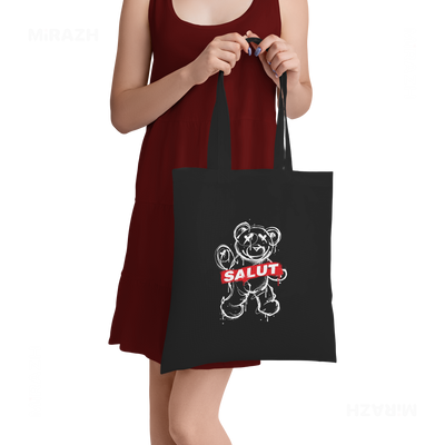 SalutRebelBear Tote Bags 05 Black