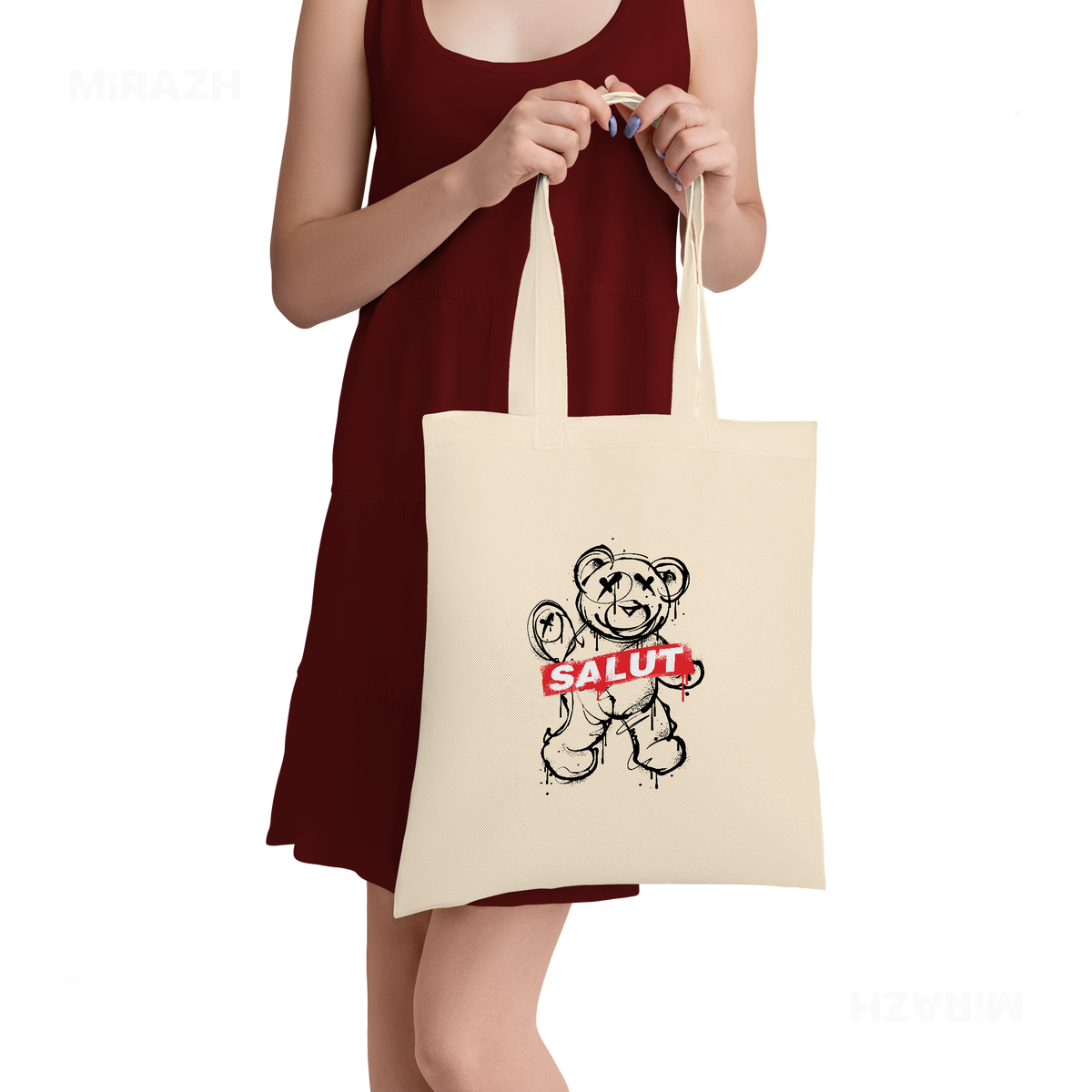 SalutRebelBear Tote Bags 05 Natural