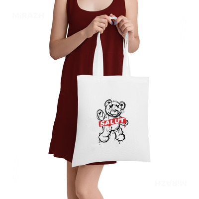SalutRebelBear Tote Bags 05 White