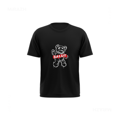 SalutRebelBear Youth T Shirt 01 Black