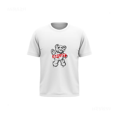 SalutRebelBear Youth T Shirt 01 White