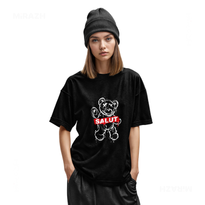SalutRebelBear Youth T Shirt 02 Black
