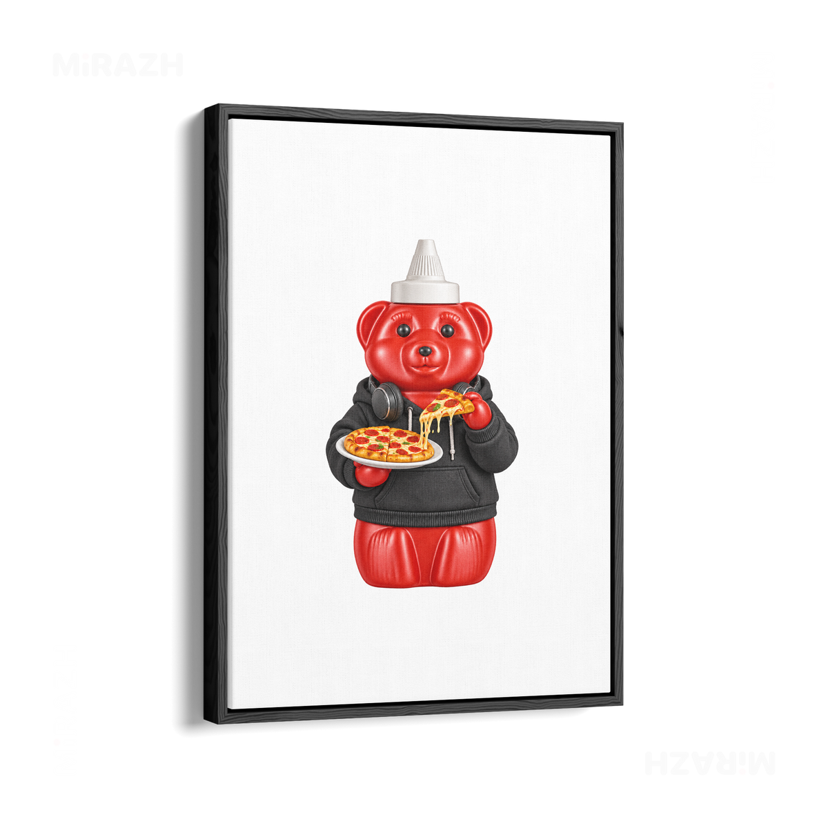 SosKhersiPizza Framed Canvas 01 Black Wood