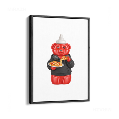 SosKhersiPizza Framed Canvas 01 Black Wood