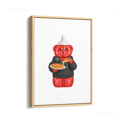SosKhersiPizza Framed Canvas 01 Natural Wood