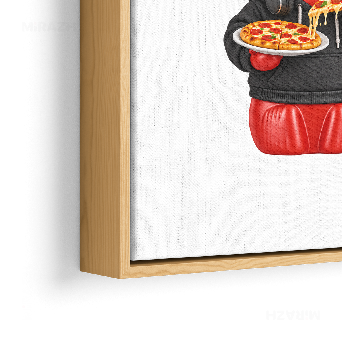 SosKhersiPizza Framed Canvas 02 Natural Wood