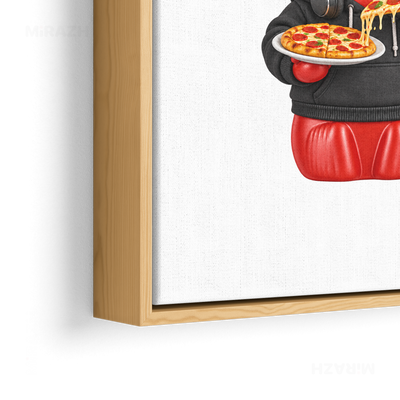 SosKhersiPizza Framed Canvas 02 Natural Wood