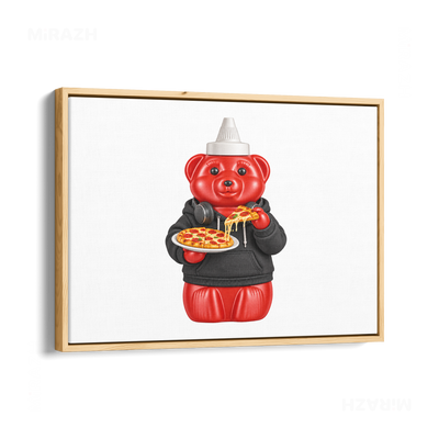 SosKhersiPizza Framed Canvas 03 Natural Wood