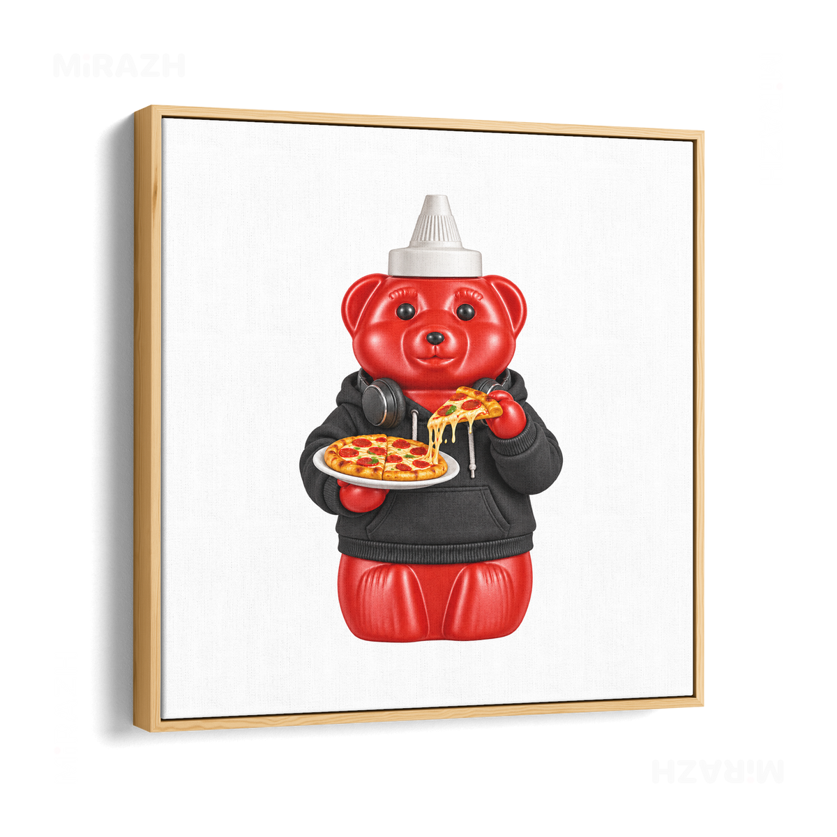 SosKhersiPizza Framed Canvas 04 Natural Wood