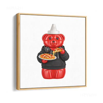 SosKhersiPizza Framed Canvas 04 Natural Wood