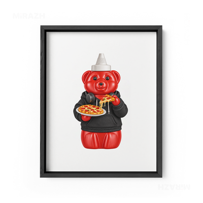 SosKhersiPizza Framed Poster 01 Black Wood