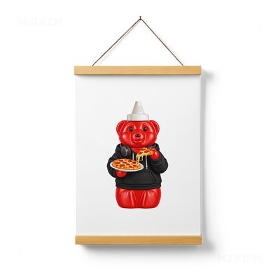 SosKhersiPizza Magnetic Hanger Poster 01 Natural Wood